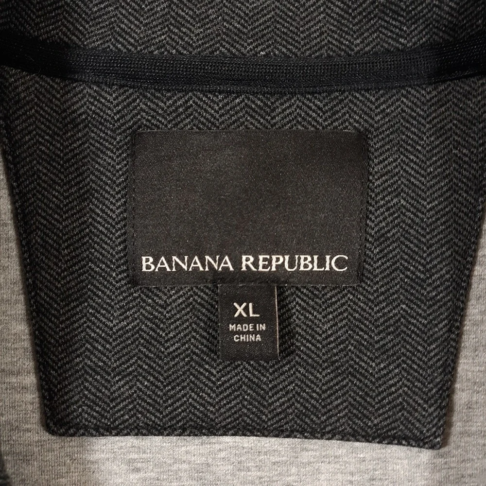 Banana Republic Herringbone Jacket Full Zip Gray Mens Size XL Stretch Bomber